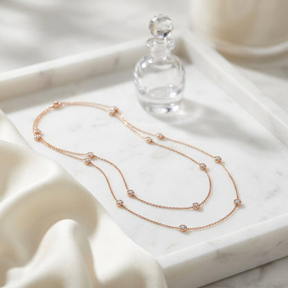 Diamond By The Yard Necklace In 18k Rose Gold (1 3/4 Ct. Tw.) — atelier still life