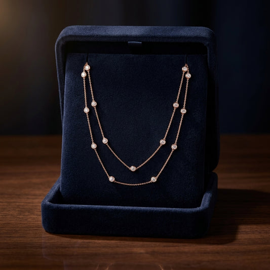 Diamond By The Yard Necklace In 18k Rose Gold (1 3/4 Ct. Tw.) — gift presentation