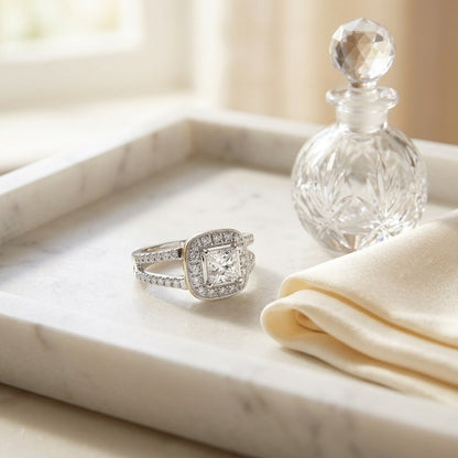Princess Cut Diamond Engagement Ring in 18k Two Tone Gold (1 5/8 Ct. Tw.) — marble silk