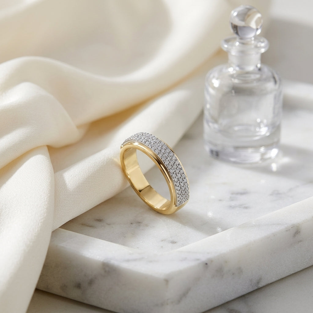 Diamond Pave Ring In 18k Two Tone Gold — atelier still life