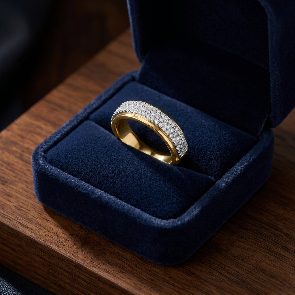 Diamond Pave Ring In 18k Two Tone Gold — gift presentation