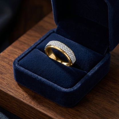 Diamond Pave Ring In 18k Two Tone Gold — gift presentation