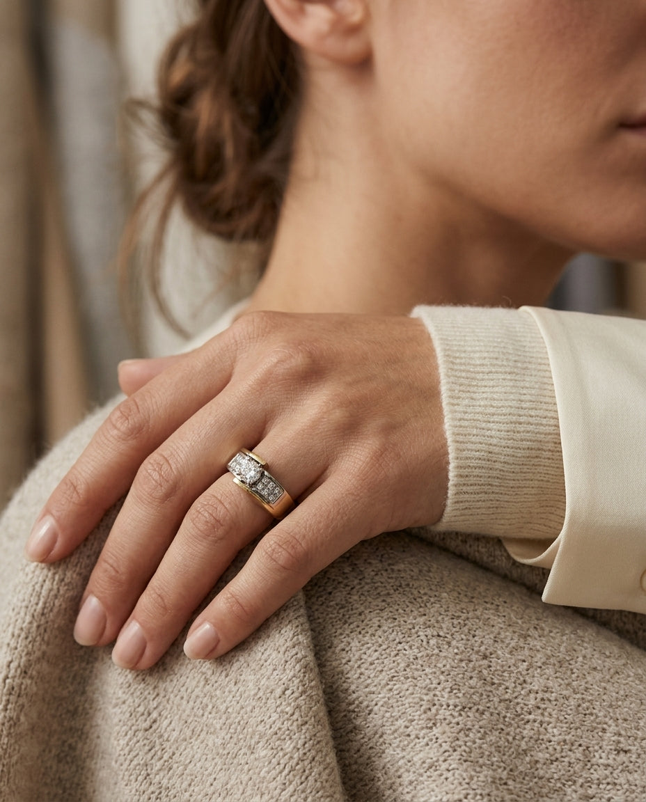 Diamond Ring In Two Tone 18k Gold (1-1/10 Ct.tw.) — editorial close-up
