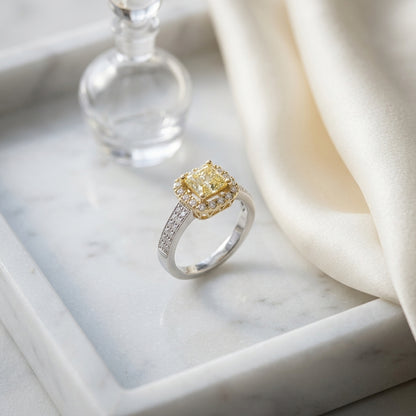 Diamond Engagement Semi Mount Ring With 4 Prong 1ctw Princess Head In 18k Two Tone Gold (1/2 Ct. Tw.) — atelier still life