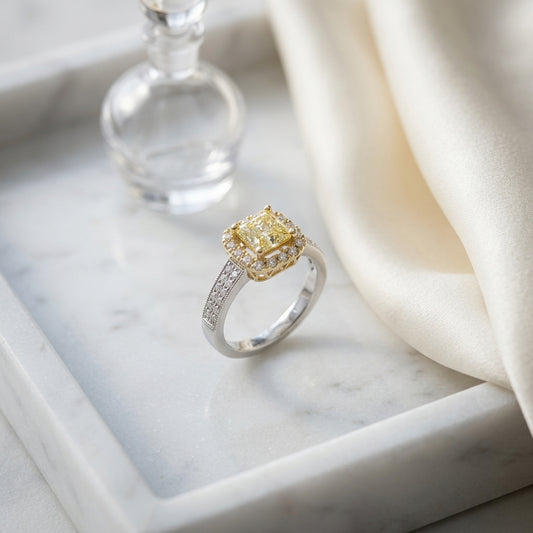 Diamond Engagement Semi Mount Ring With 4 Prong 1ctw Princess Head In 18k Two Tone Gold (1/2 Ct. Tw.) — atelier still life