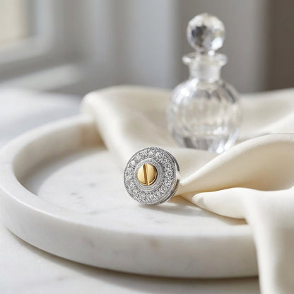 Diamond Screw Button Earrings In 18k Yellow And White Gold — atelier still life