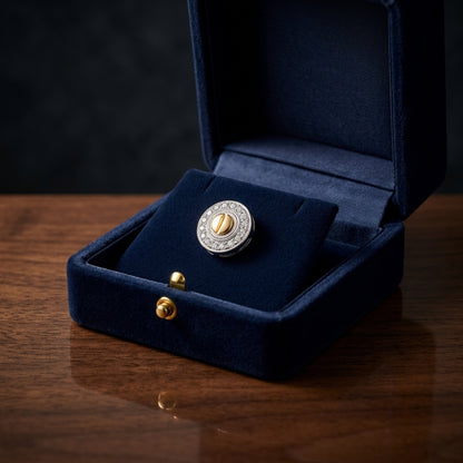 Diamond Screw Button Earrings In 18k Yellow And White Gold — gift presentation