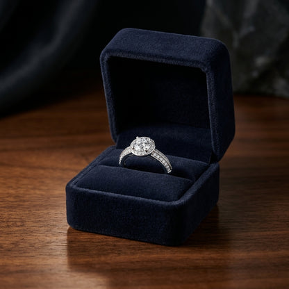 Diamond Halo Ring In 18k White Gold (1.00 Ctw) — gift presentation