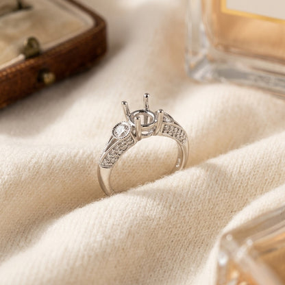 Diamond Semi Mount Engagement Ring In 18k Gold — textile flat lay