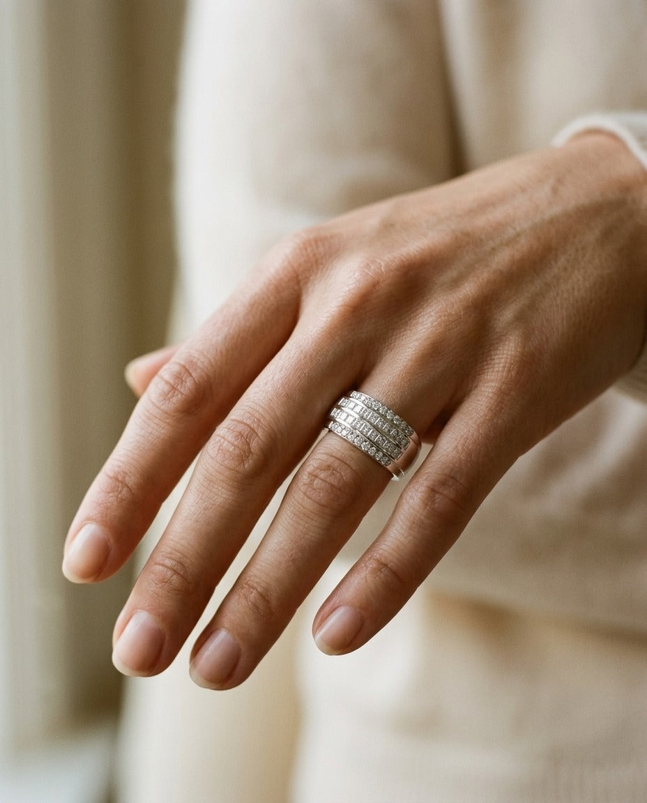 18k White Gold .80ct Tdw Diamond Band (H-I Si1-Si2) Size 6.5 — portrait close