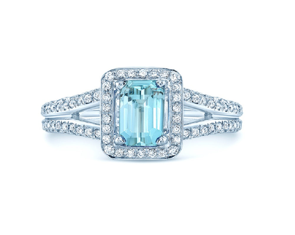 18kw Aquamarine & Diamond Ring