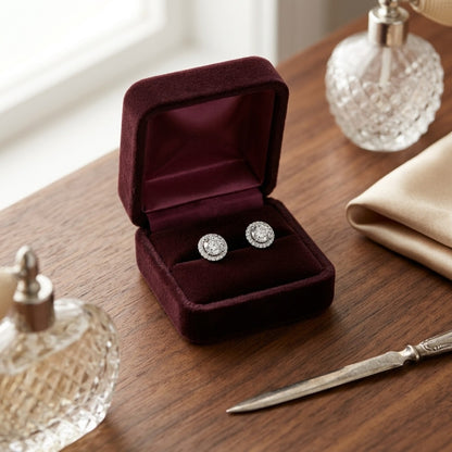 Diamond Split Shank, Pave-Studded Engagement Ring in 18k White Gold (0.45ct Rb Center) — velvet box