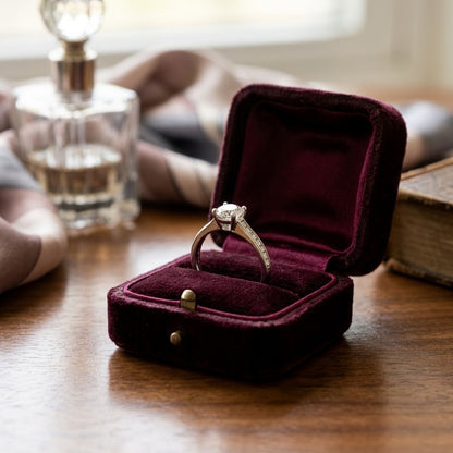 Diamond Slim Channel Engagement Ring In 18k White Gold — velvet box