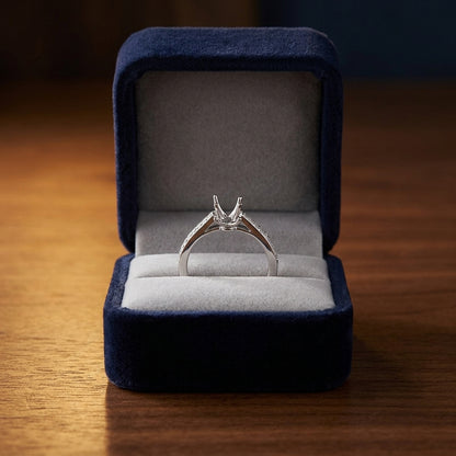 Diamond Pave-set Ring With 3/4 Ct Round Casted Head In 18k White Gold — gift presentation
