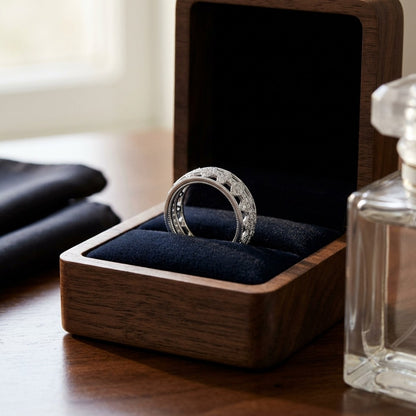 Open Geometric Weave Eternity Band In 18k White Gold (5/8 Ct. Tw.) — velvet box