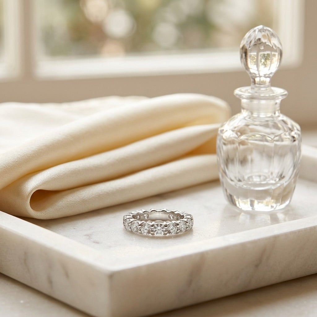 Round Diamond Eternity Band In 18k White Gold S:7.25 — marble silk
