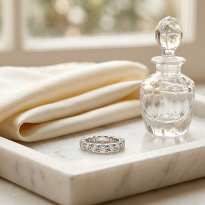 Round Diamond Eternity Band In 18k White Gold S:7.25 — marble silk