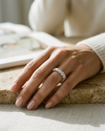 Round Diamond Eternity Band In 18k White Gold S:7.25 — portrait close