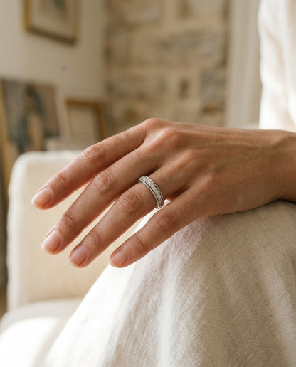 Pave Diamond Band in 18k White Gold (1/2 Ct. Tw.) — portrait close