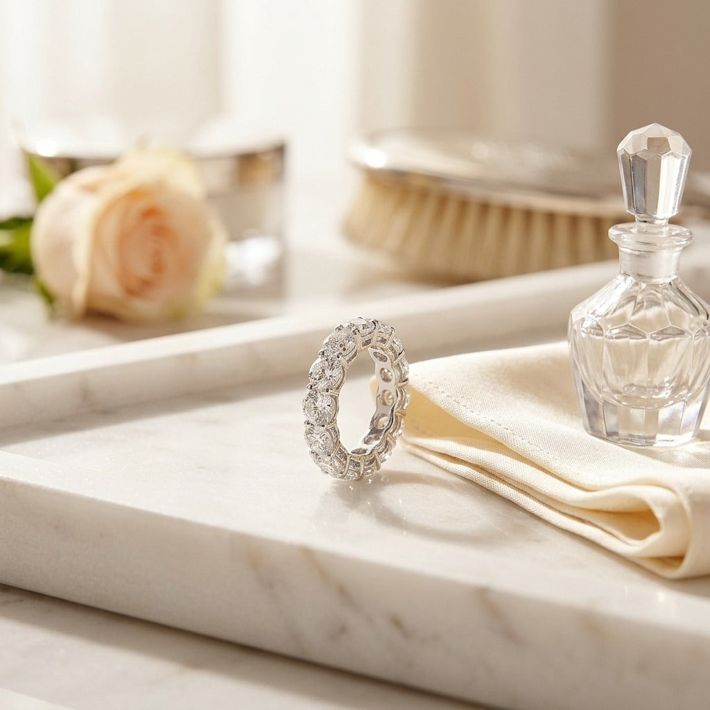 Diamond 4-1/4ctw Eternity Ring In 18k White Gold — marble silk