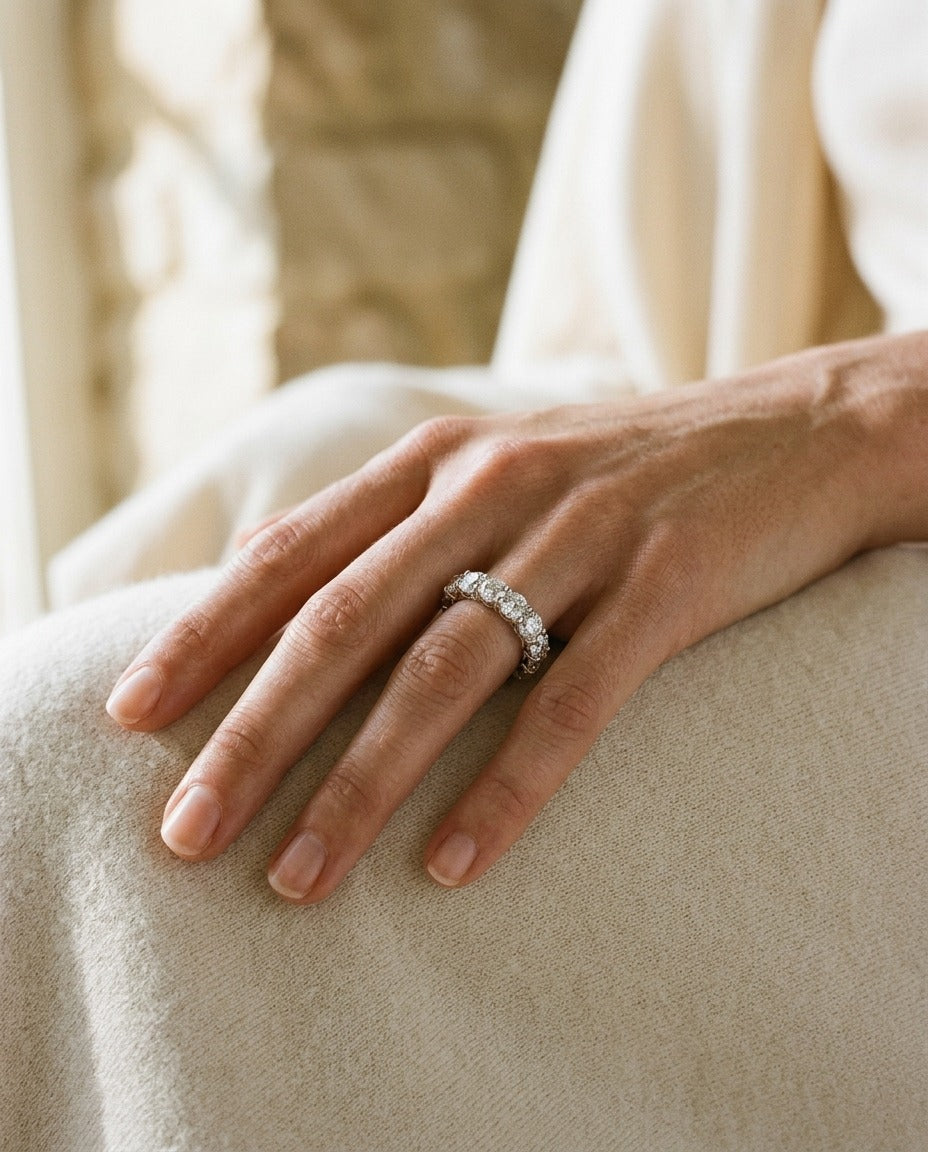 Diamond 4-1/4ctw Eternity Ring In 18k White Gold — portrait close