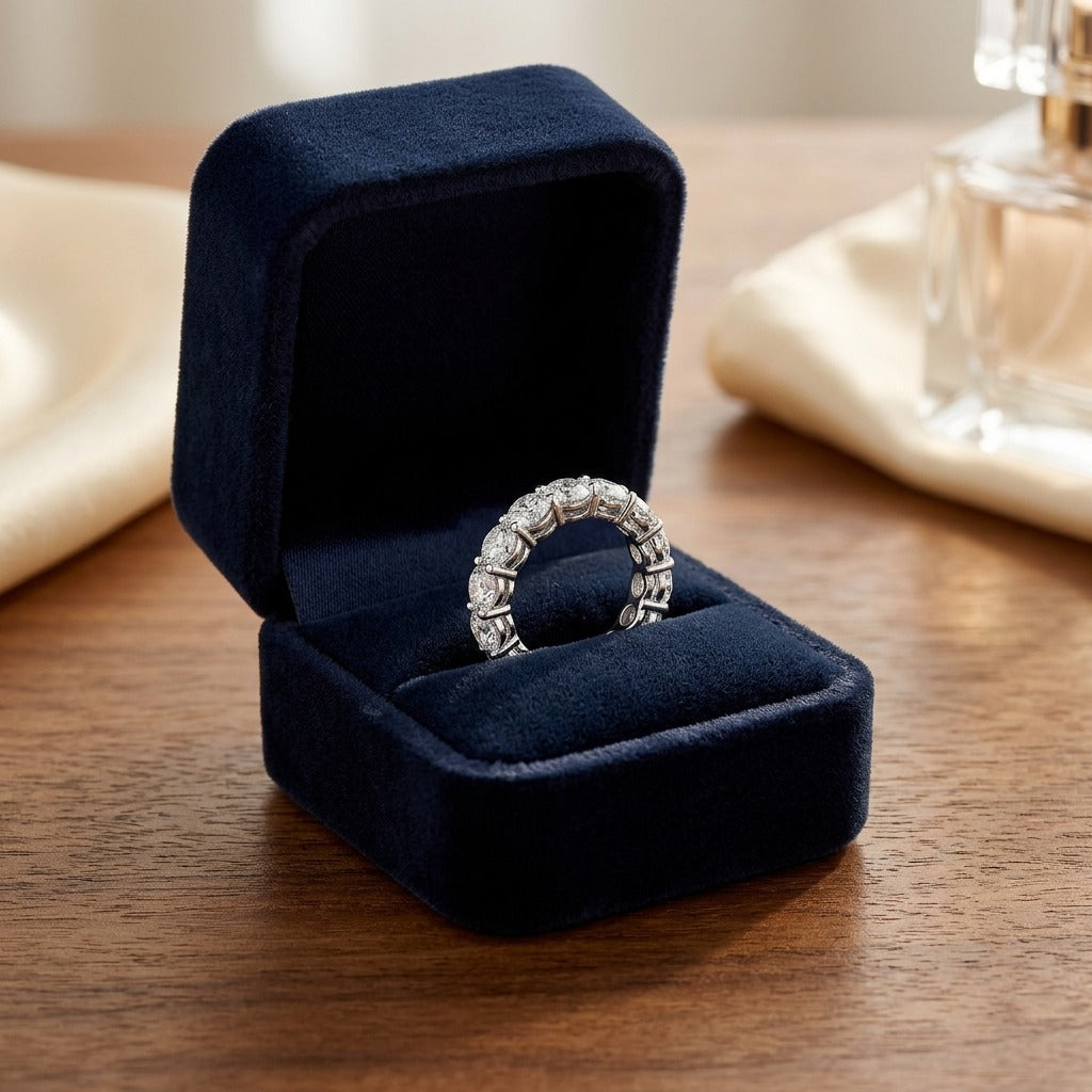 Diamond 4-1/4ctw Eternity Ring In 18k White Gold — velvet box