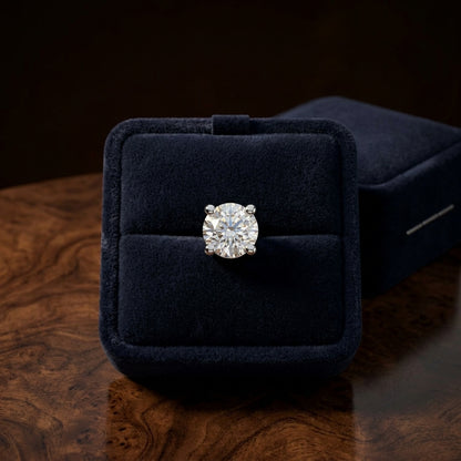 Diamond Round 4-Prong Stud Earrings with Screwbacks in 18K White Gold - presentation