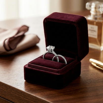 Diamond Wedding Set Semi Mount with 2ct Round Head in 14k White Gold (1ctw) — velvet box
