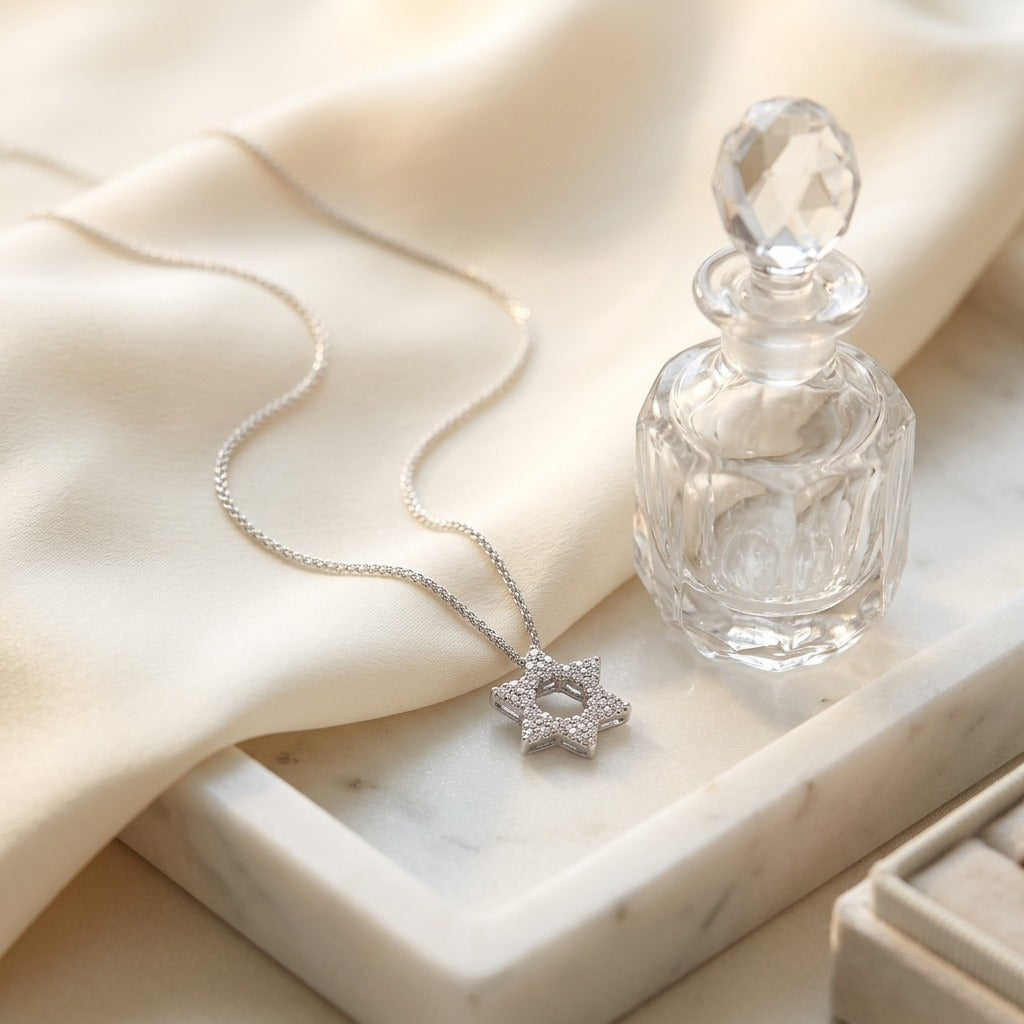 Diamond 1/4ctw Star Pendant In 18k White Gold — marble silk