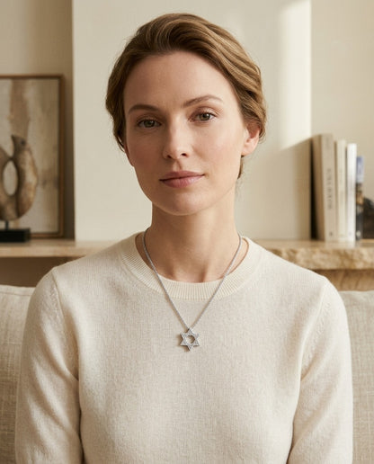 Diamond 1/4ctw Star Pendant In 18k White Gold — portrait close