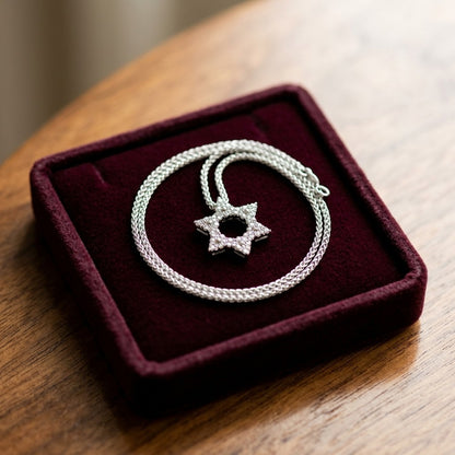 Diamond 1/4ctw Star Pendant In 18k White Gold — velvet box