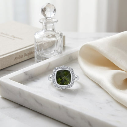 18k White Gold Green Tourmaline 1/3ct Tdw Diamond Ring (h-i, Si1-si2) — atelier still life