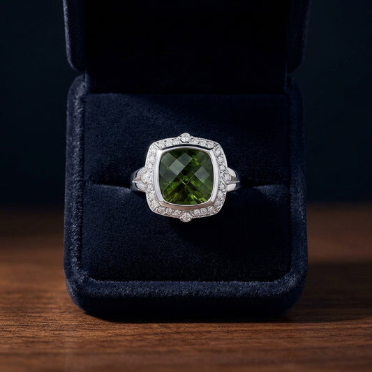 18k White Gold Green Tourmaline 1/3ct Tdw Diamond Ring (h-i, Si1-si2) — gift presentation