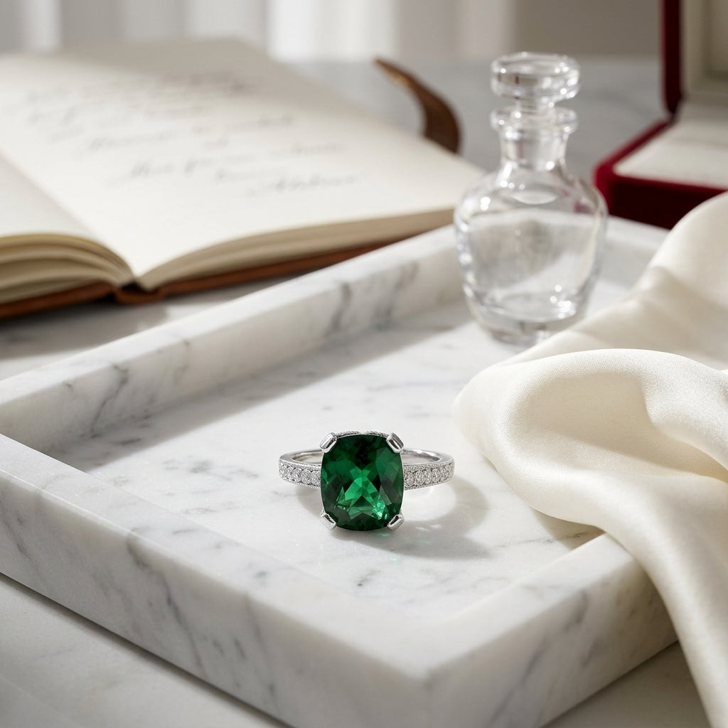 Green Tourmaline And Diamond Filigree Ring In 18k White Gold — atelier still life