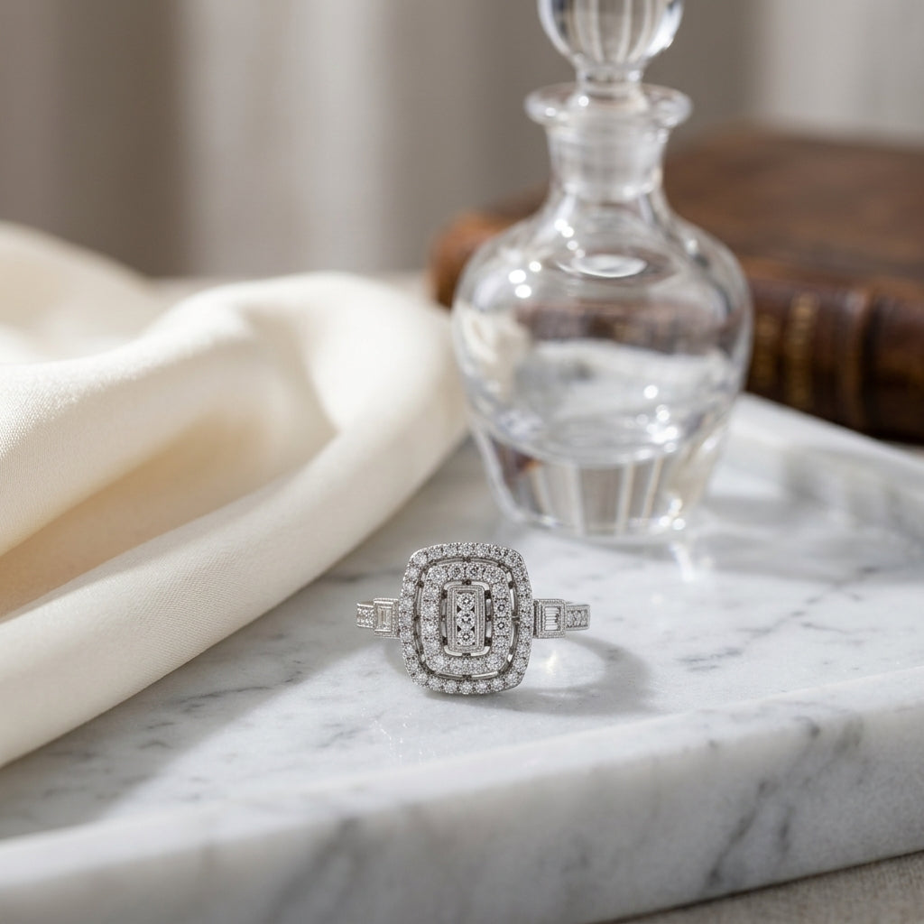 Pave Set Diamond In 18k White Gold Ring — atelier still life