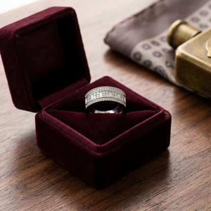 Round, Princess And Baguette Diamond Ring In 18k White Gold (9/10 Ct. Tw.) — velvet box