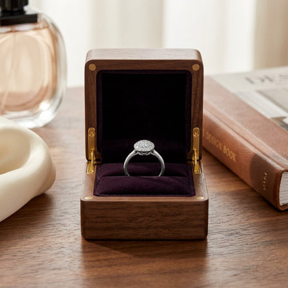 Diamond Domed Puff Pave Ring With High Polish Shank In 18k White Gold — velvet box