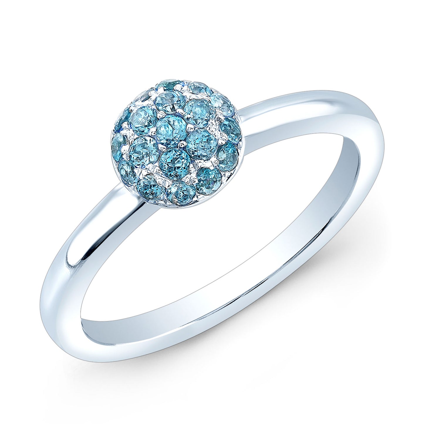Blue Topaz Stackable Ring In 14k White Gold