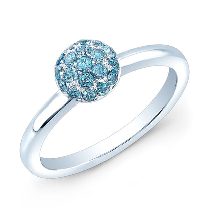 Blue Topaz Stackable Ring In 14k White Gold