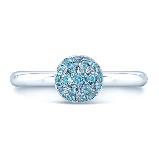 Blue Topaz Stackable Ring In 14k White Gold