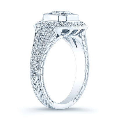 Diamond Composite Asscher Center Ring In 18k White Gold