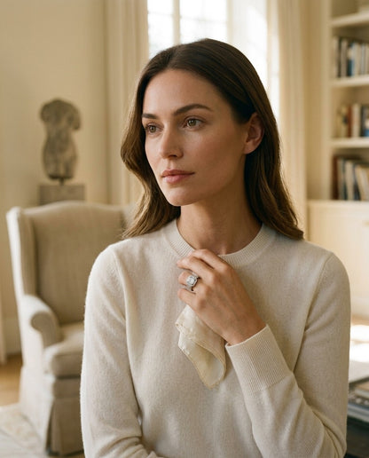 Diamond Asscher Cut Composite Ring In 18k White Gold — portrait full
