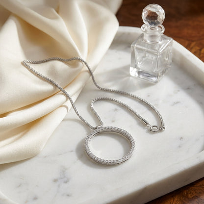 Diamond Pave Circle Pendant In 18k White Gold (1ctw) — atelier still life