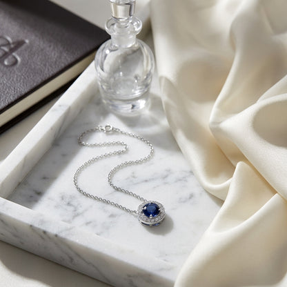 Sapphire And Diamond Pendant In 18k White Gold (1/4 Ct. Tw.) — atelier still life