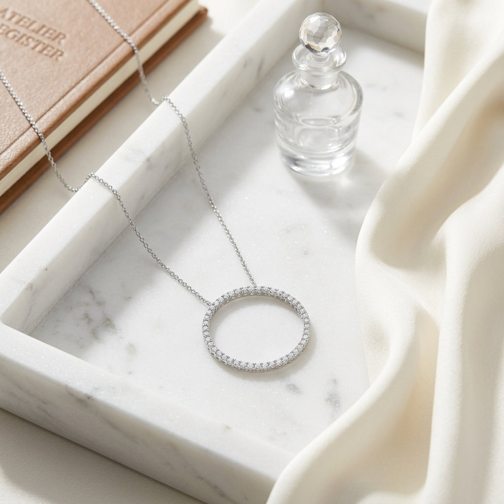 Diamond Circle Pendant In 18k White Gold (2/3 Ct. Tw.) — atelier still life