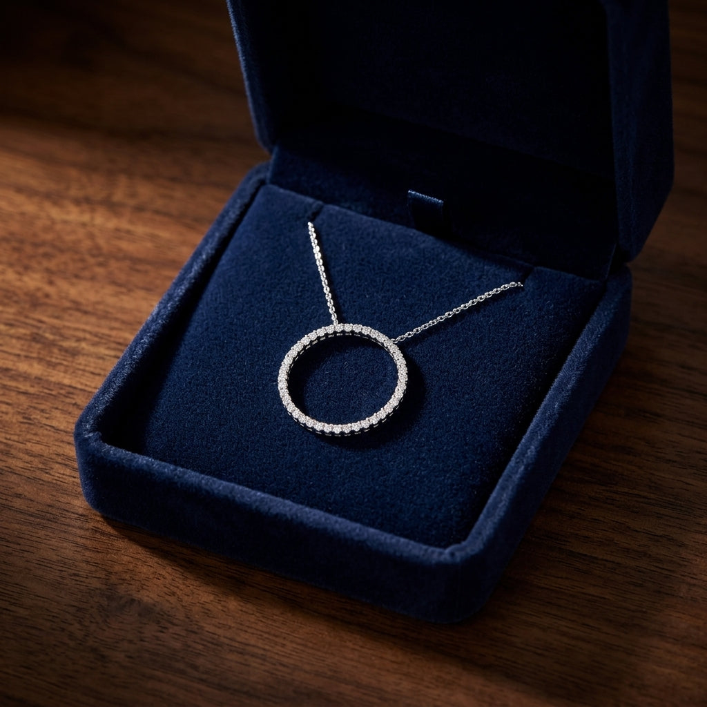 Diamond Circle Pendant In 18k White Gold (2/3 Ct. Tw.) — gift presentation