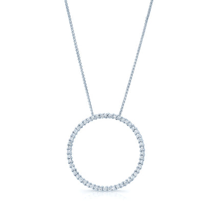 Diamond Circle Pendant In 18k White Gold (si)