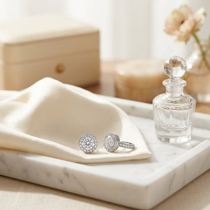 Diamond Round Halo Pendant with Diamond Bail and Studded Gallery in 18k White Gold — marble silk