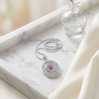 Pink Sapphire And Diamond Multi Cirle Pendant In 18k White Gold — atelier still life