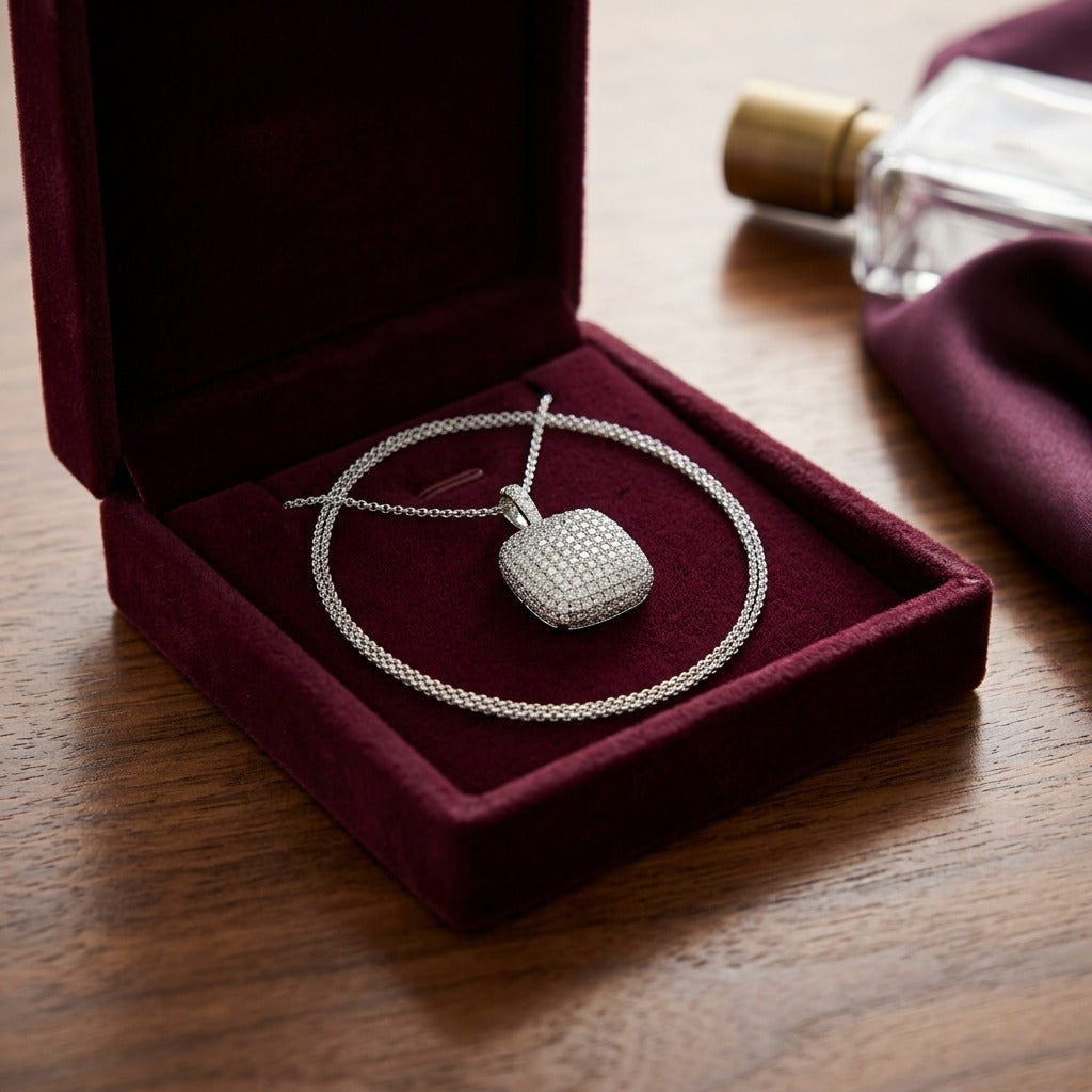 Diamond Pave Pendant In 18k White Gold (4/5 Ct. Tw.) — velvet box